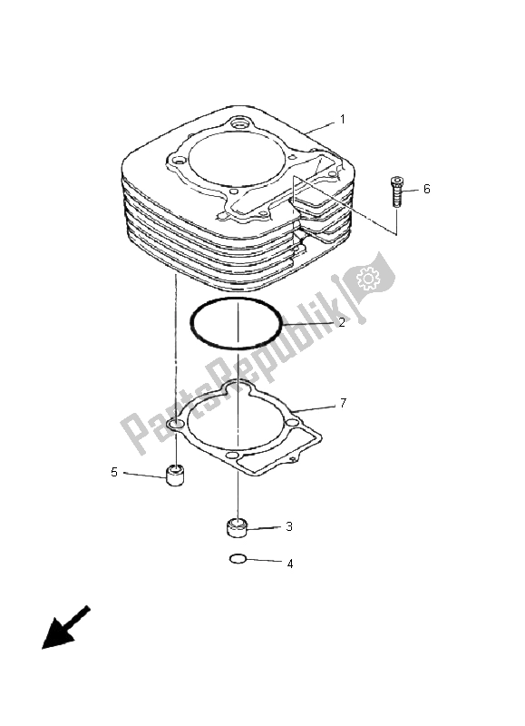 All parts for the Cylinder of the Yamaha YFM 350R 2009