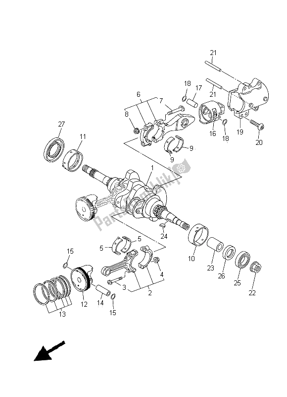 All parts for the Crankshaft & Piston of the Yamaha XP 500 Dnms 2015