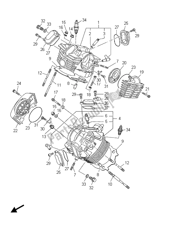 All parts for the Cylinder Head of the Yamaha BT 1100 Bulldog 2006