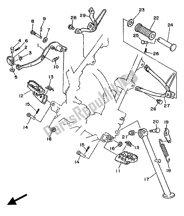 Todas las partes para Soporte Y Reposapiés de Yamaha DT 125R 1989