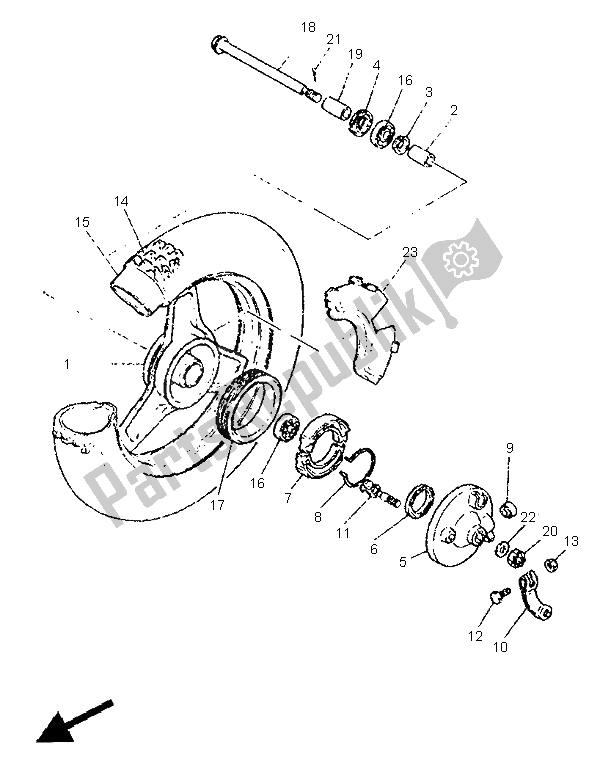 All parts for the Front Wheel of the Yamaha PW 50 1995