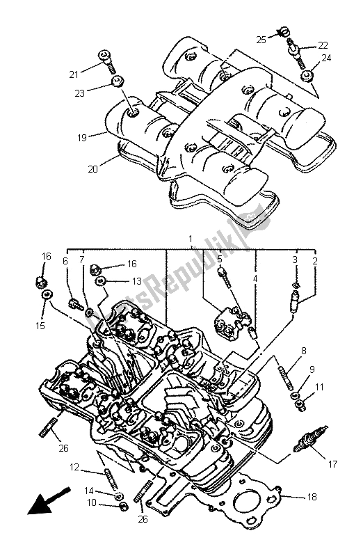 Tutte le parti per il Testata del Yamaha XJ 600S Diversion 1996