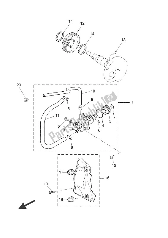 All parts for the Oil Pump of the Yamaha NS 50N 2016