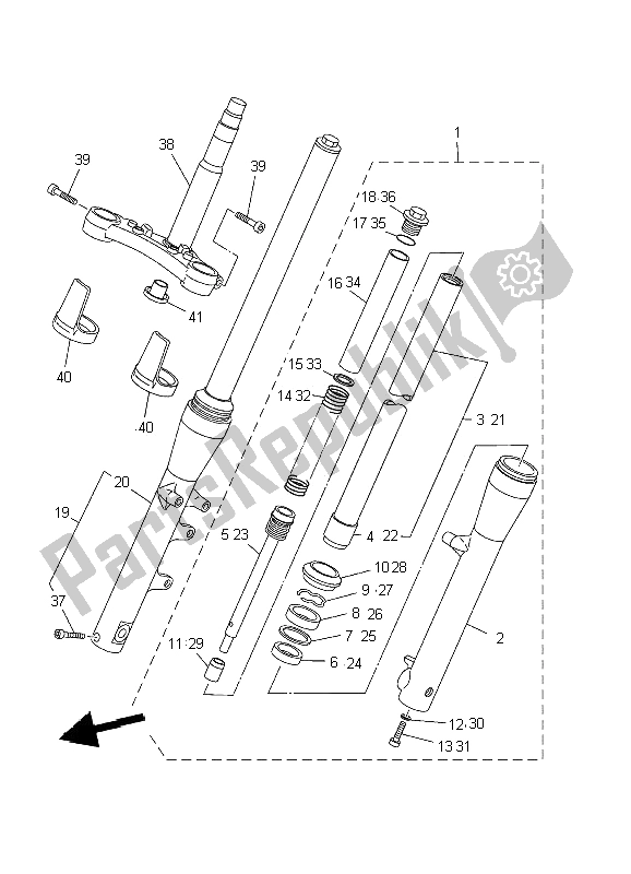 All parts for the Front Fork of the Yamaha XVS 250 Dragstar 2002