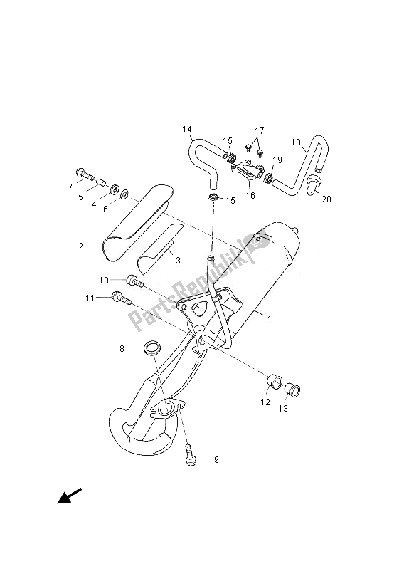 Alle onderdelen voor de Uitlaat van de Yamaha YN 50E 2013