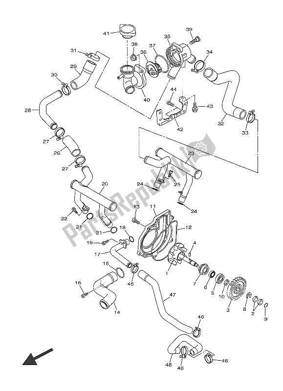 Alle onderdelen voor de Waterpomp van de Yamaha VMX 17 1700 2016