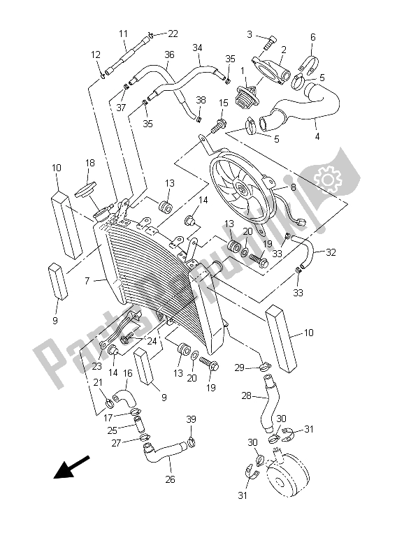 Alle onderdelen voor de Radiator Slang van de Yamaha YZF R6 600 2003