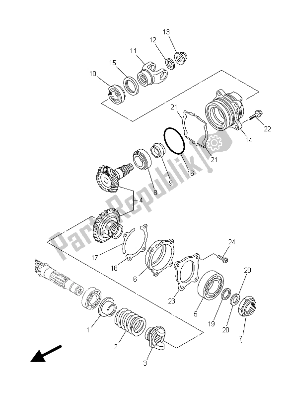 All parts for the Middle Drive Gear of the Yamaha XT 1200 ZE 2015