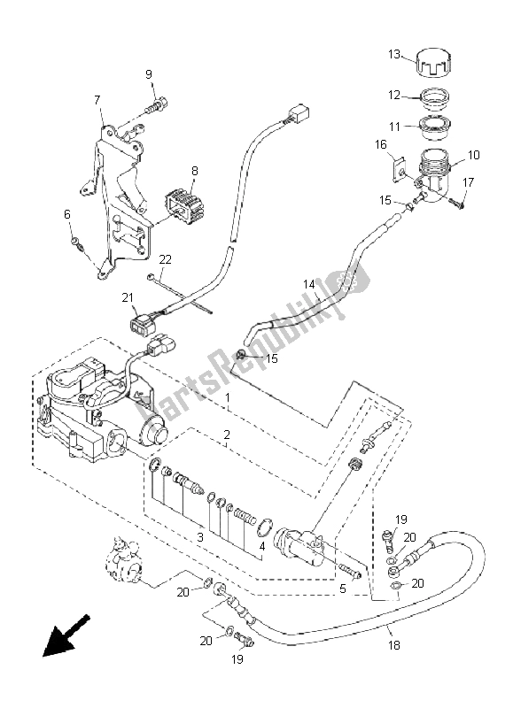 Alle onderdelen voor de Koppelingsactuator van de Yamaha FJR 1300 AS 2011