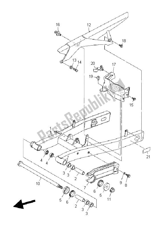 All parts for the Rear Arm of the Yamaha XJ6 FA 600 2011