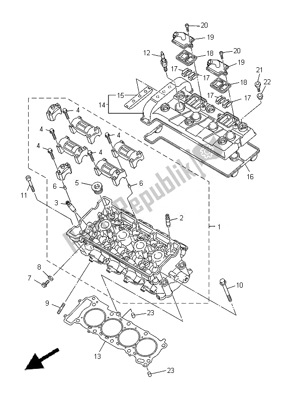 All parts for the Cylinder Head of the Yamaha XJ 6 FA 600 2014