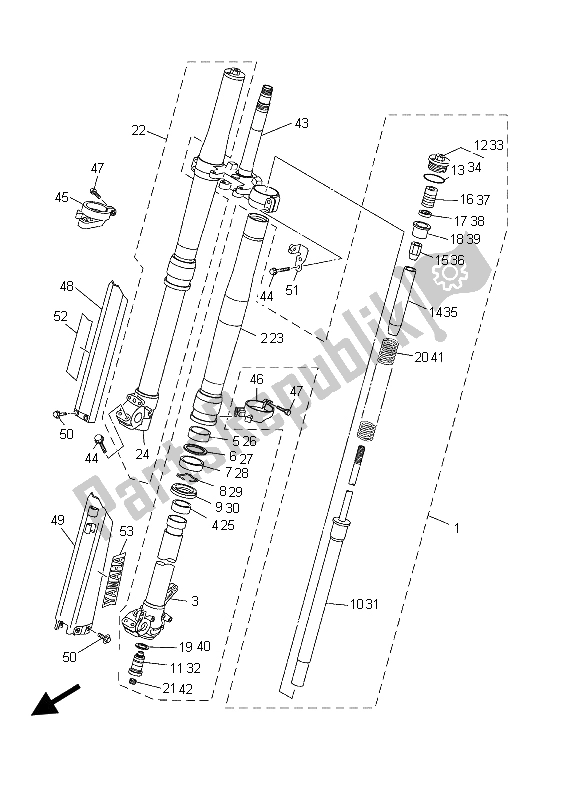 Tutte le parti per il Forcella Anteriore del Yamaha YZ 250F 2003