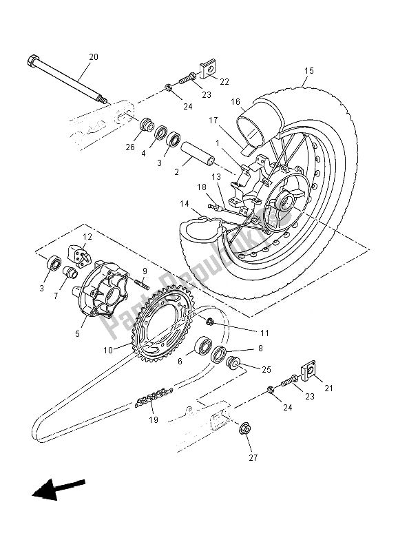 All parts for the Rear Wheel of the Yamaha XT 660Z Tenere 2010