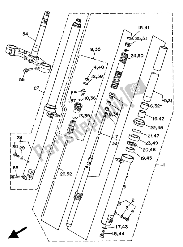 Todas las partes para Tenedor Frontal de Yamaha TDM 850 1993