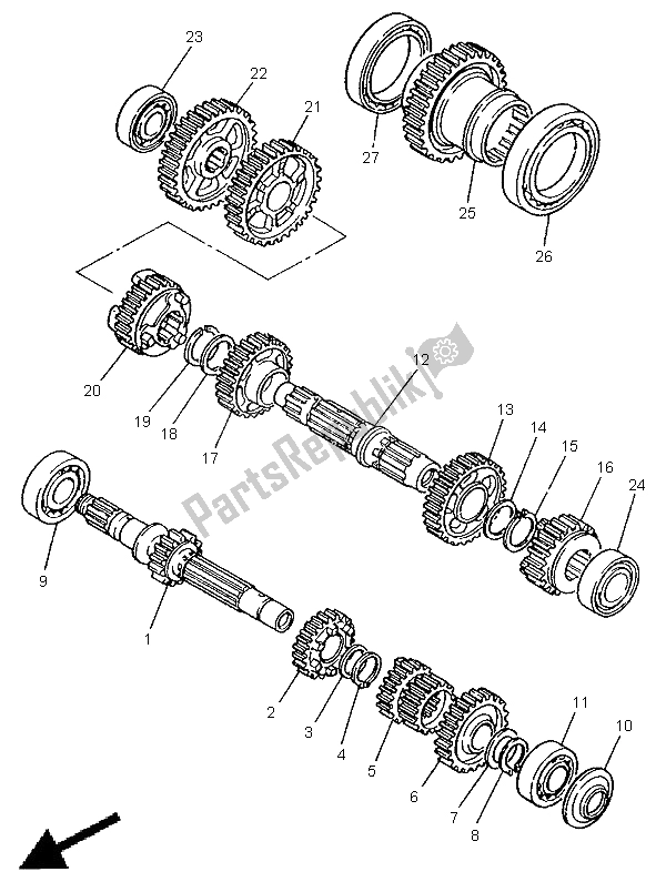 All parts for the Transmission of the Yamaha XV 1100 Virago 1998