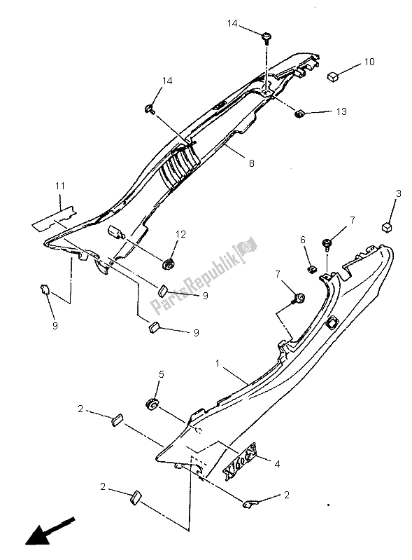 Toutes les pièces pour le Couvercle Latéral du Yamaha XJ 600N 1995