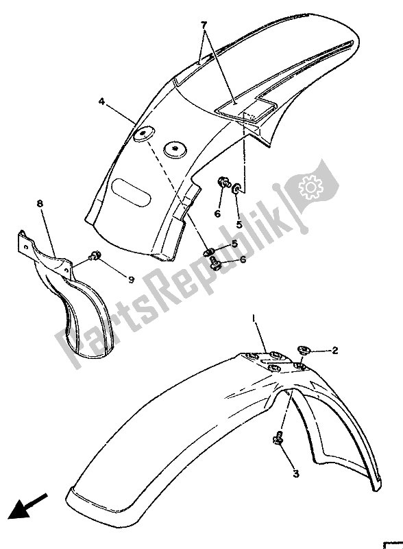 All parts for the Fender of the Yamaha YZ 250 LC 1991