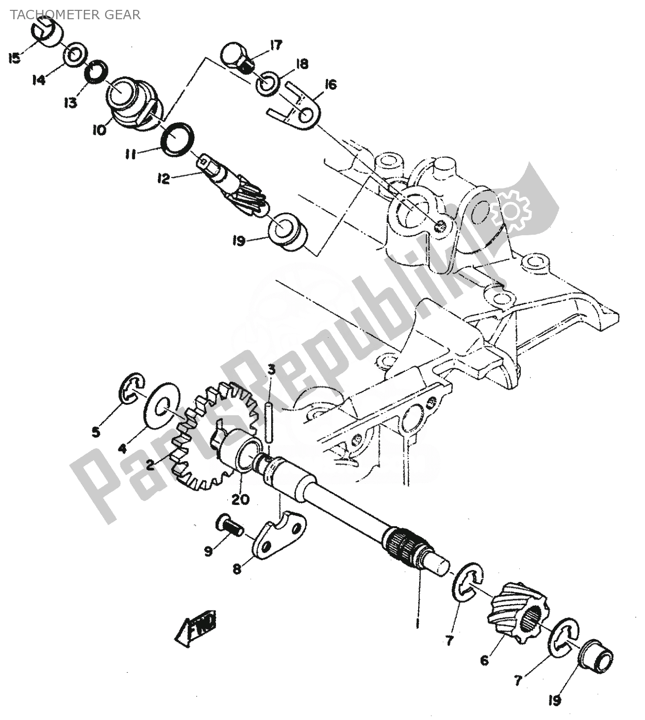 Tutte le parti per il Contagiri del Yamaha RD 350 1974