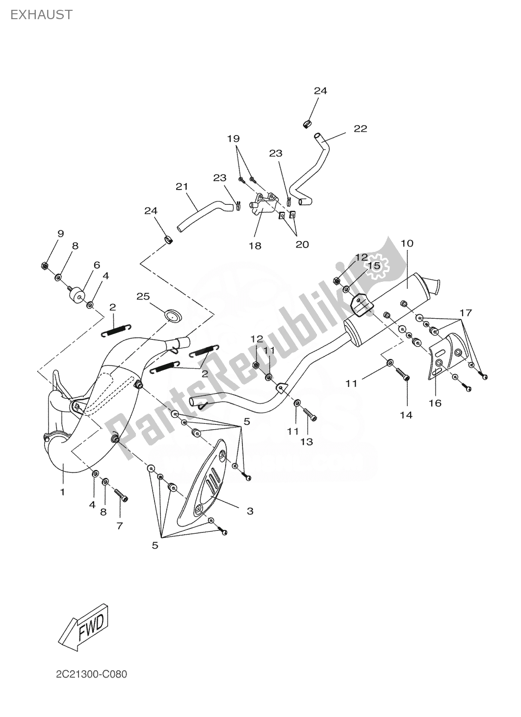 All parts for the Exhaust of the Yamaha DT 50 2004