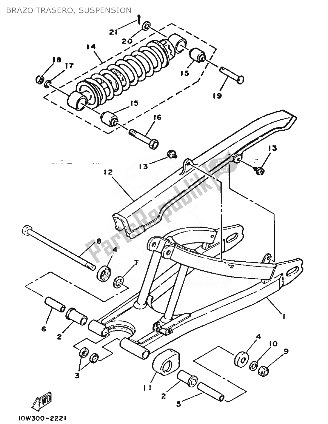 All parts for the Brazo Trasero, Suspension of the Yamaha RD 125 1986