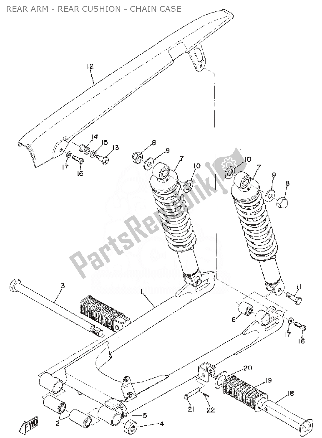 Toutes les pièces pour le Rear Arm - Rear Cushion - Chain Case du Yamaha RD 200 1974