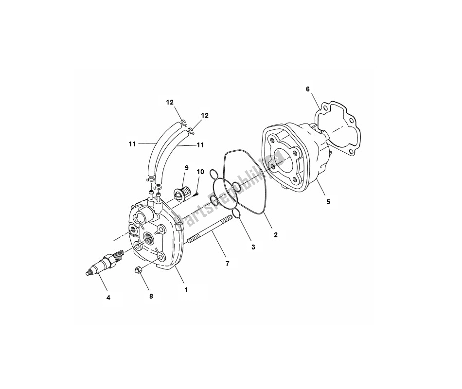 All parts for the Cylinder of the Yamaha Aerox 2T 2013 50 2000 - 2010