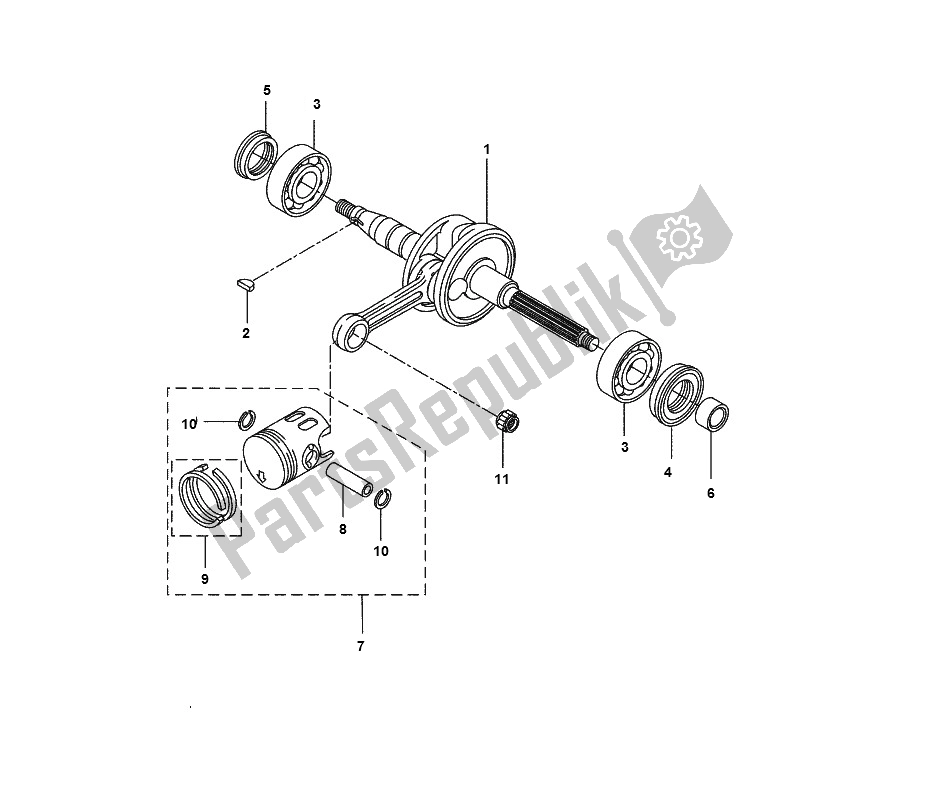 All parts for the Crankshaft of the Yamaha Aerox 2T 2013 50 2000 - 2010