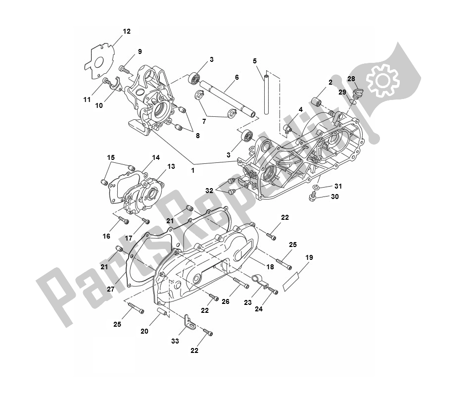 All parts for the Crankcase of the Yamaha Aerox 2T 2013 50 2000 - 2010