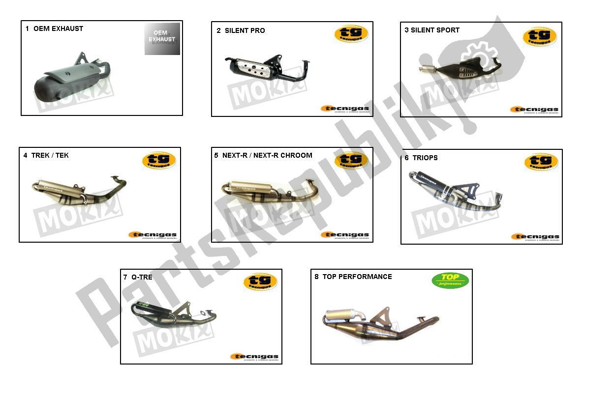 Alle onderdelen voor de Uitlaat van de Yamaha Aerox 2T 2013 50 2000 - 2010