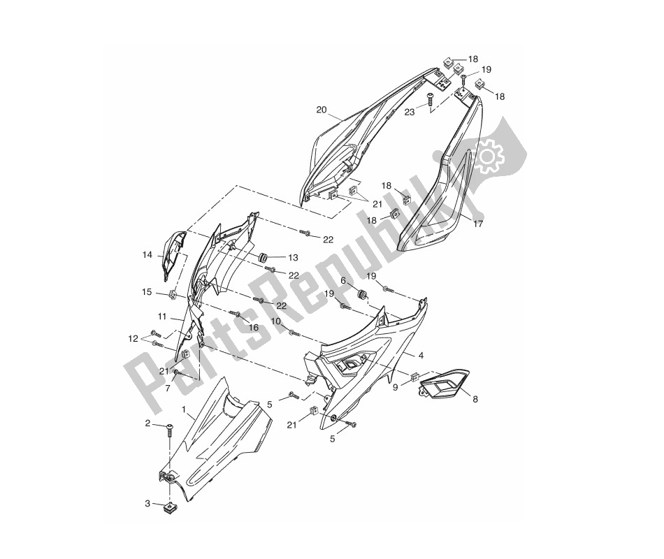 All parts for the Plaatwerk of the Yamaha Aerox 2T 2013 50 2000 - 2010