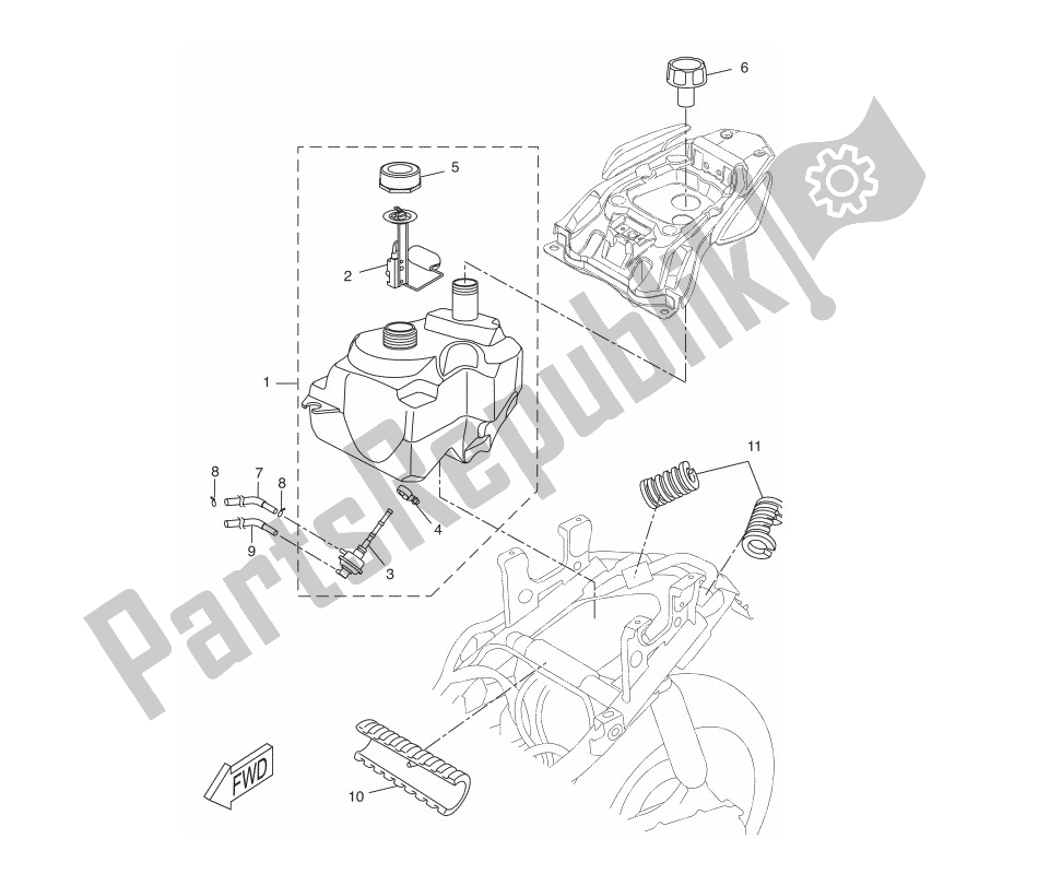 All parts for the Benzine Tank of the Yamaha Aerox 2T 2013 50 2000 - 2010