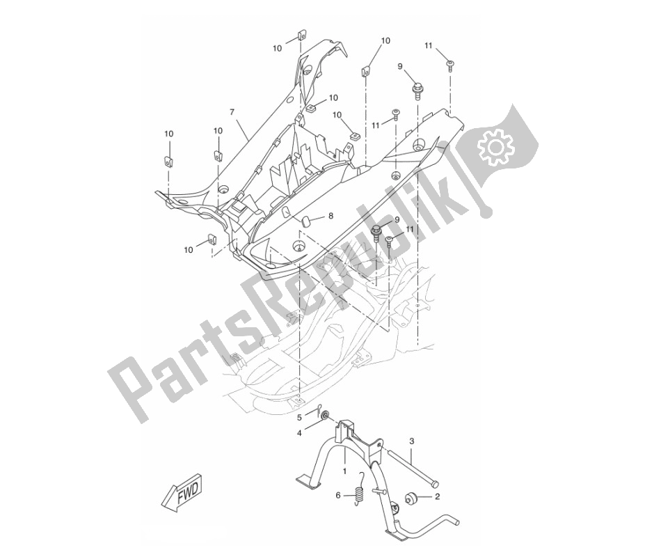 All parts for the Footboard of the Yamaha Aerox 2T 2013 50 2000 - 2010