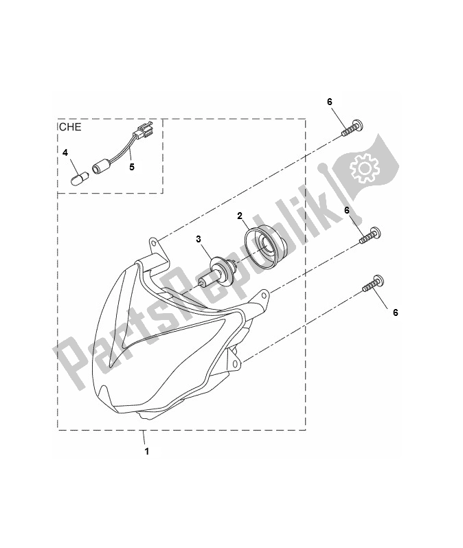 All parts for the Headlight of the Yamaha Aerox 2T 2013 50 2000 - 2010