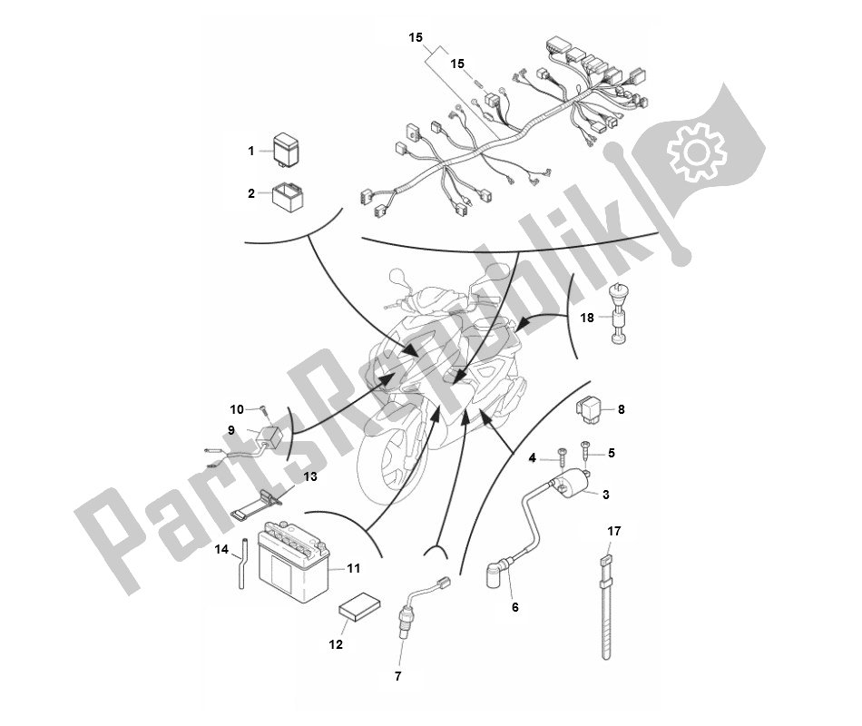 All parts for the Electrisch 2 of the Yamaha Aerox 2T 2013 50 2000 - 2010