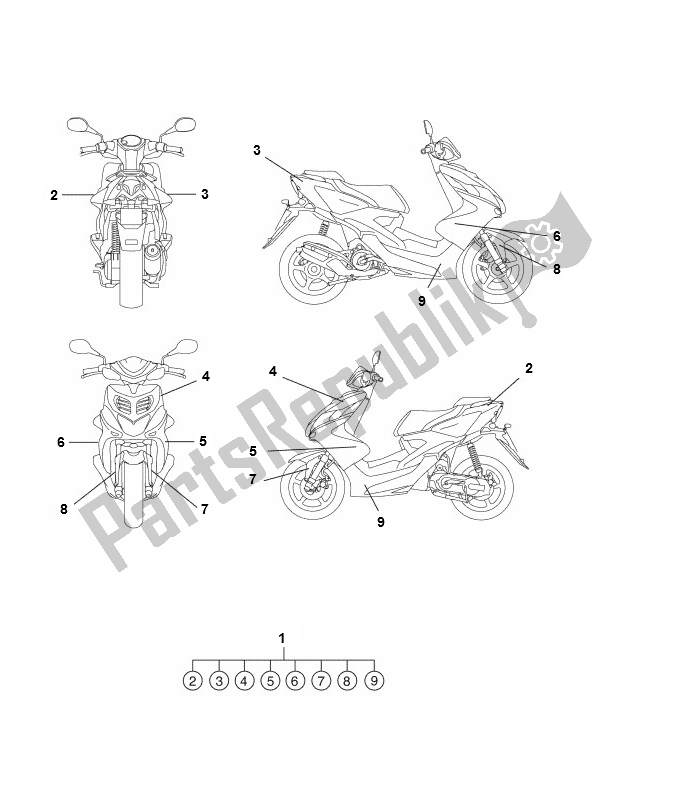 All parts for the Transfer of the Yamaha Aerox 2T 2013 50 2000 - 2010