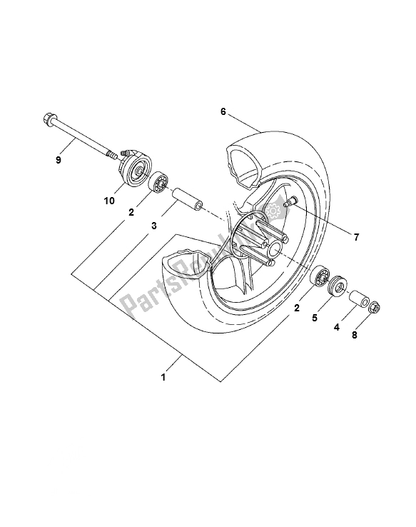 All parts for the Front Wheel of the Yamaha Aerox 2T 50 2000 - 2010