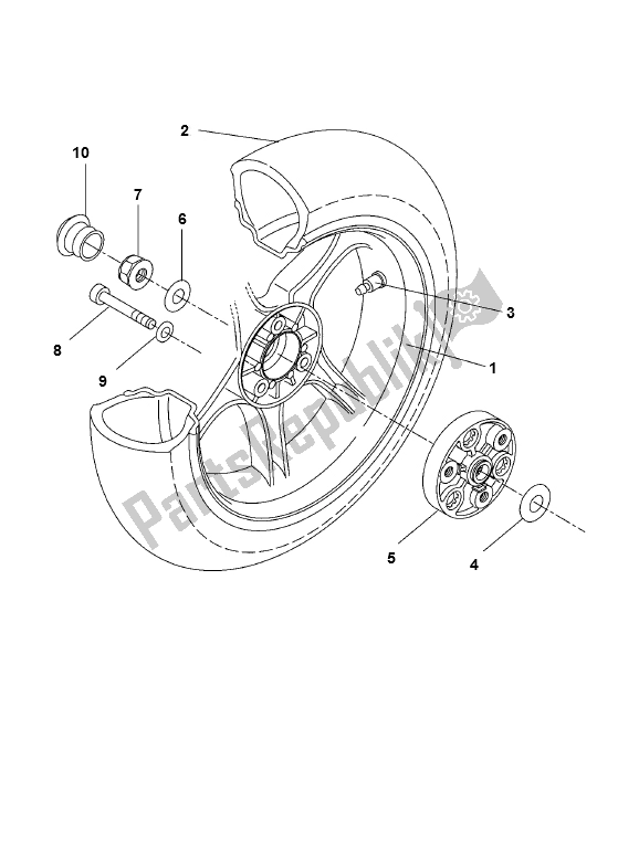 Wszystkie części do Tylne Ko? O Yamaha Aerox 2T 50 2000 - 2010