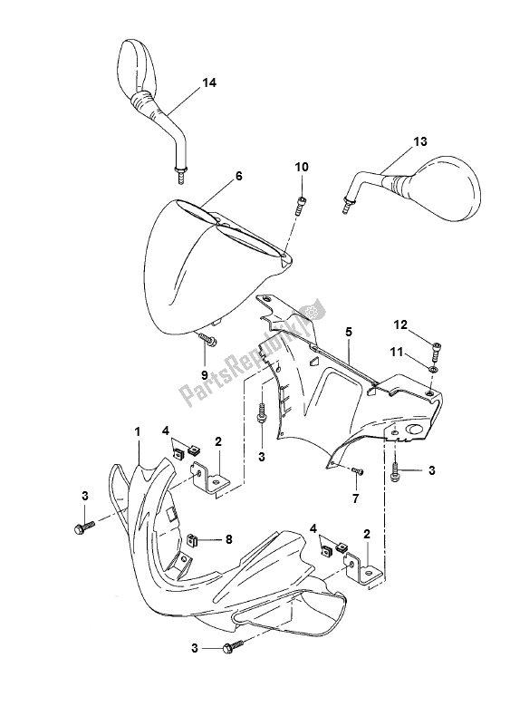 All parts for the Stuurhuis of the Yamaha Aerox 2T 50 2000 - 2010