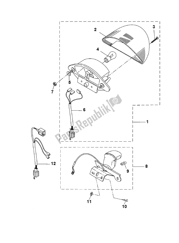 All parts for the Taillight of the Yamaha Aerox 2T 50 2000 - 2010