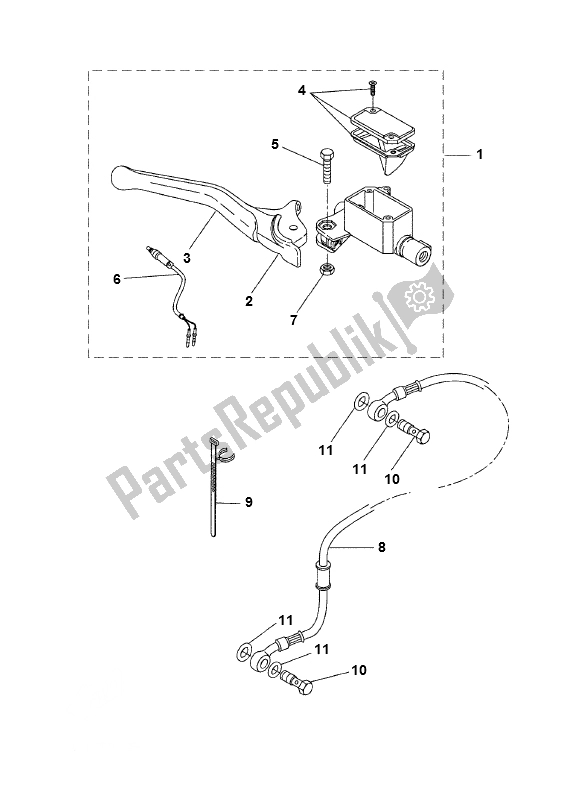 All parts for the Voorrempomp of the Yamaha Aerox 2T 50 2000 - 2010