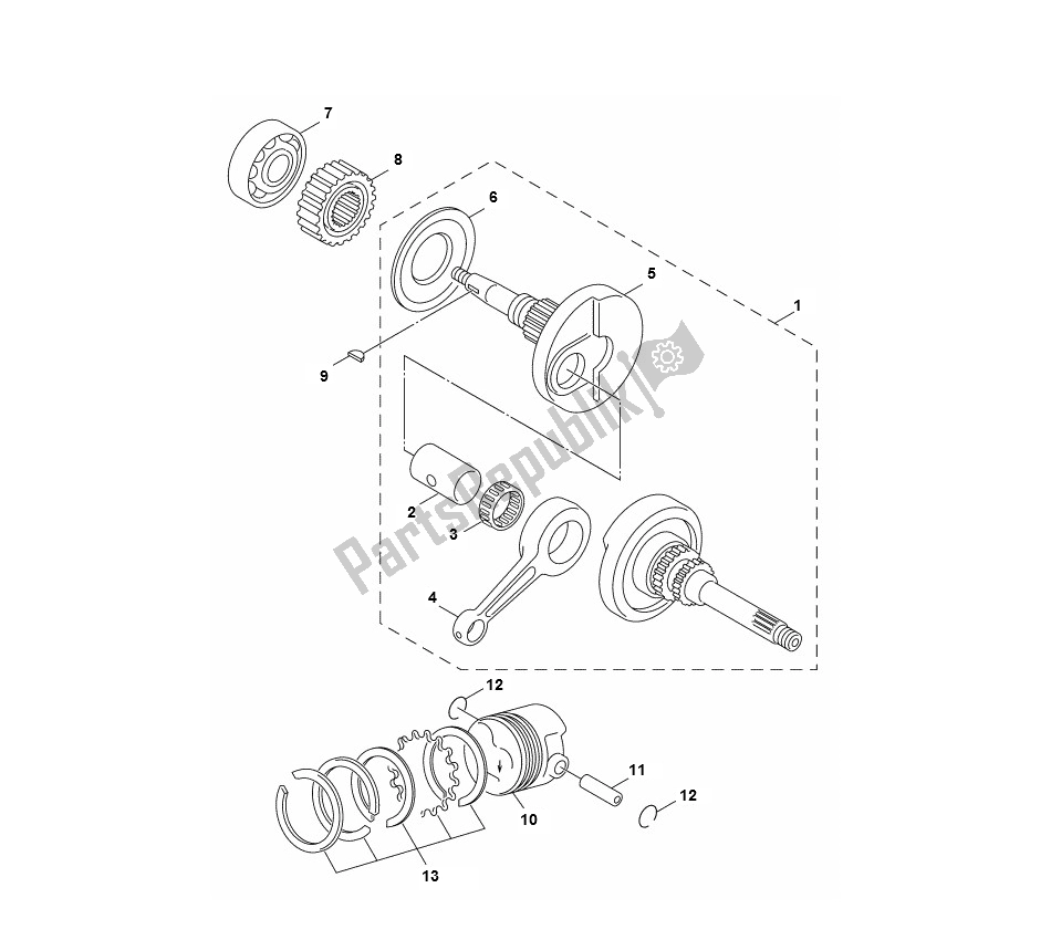 Toutes les pièces pour le Vilebrequin du Yamaha Aerox 4T 2014 50 2000 - 2010