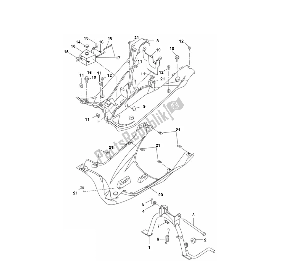 All parts for the Footboard of the Yamaha Aerox 4T 2014 50 2000 - 2010