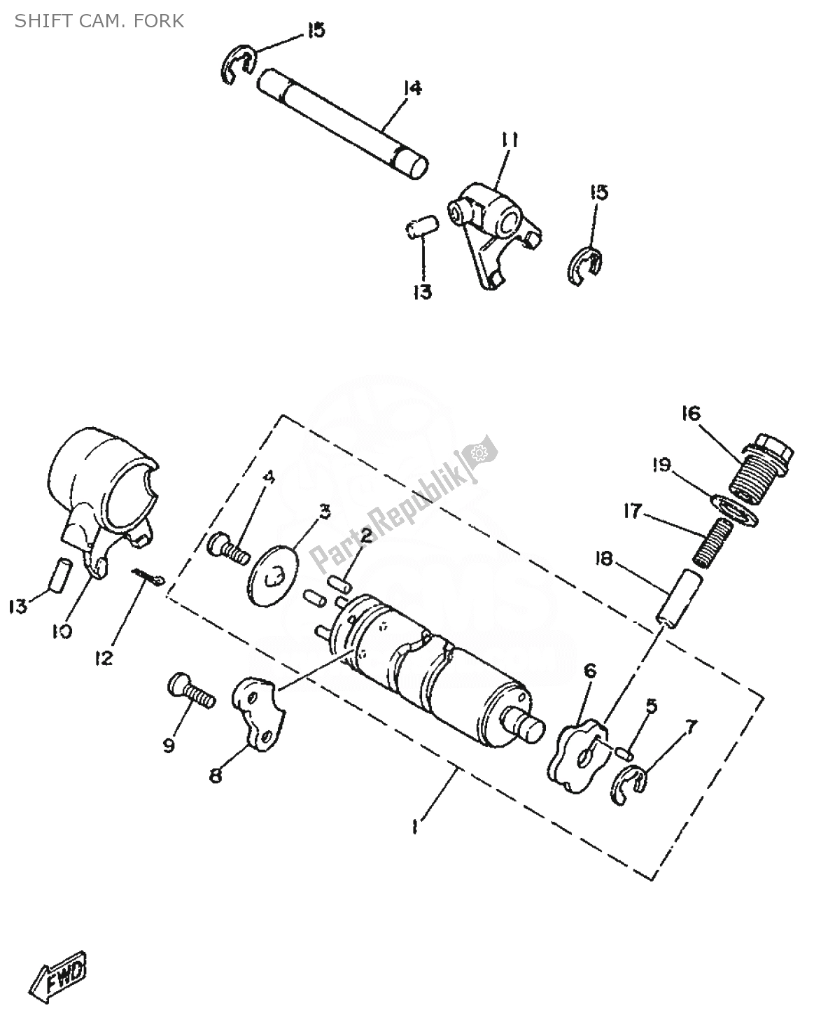 Tutte le parti per il Shift Cam. Fork del Yamaha DT 50 1986