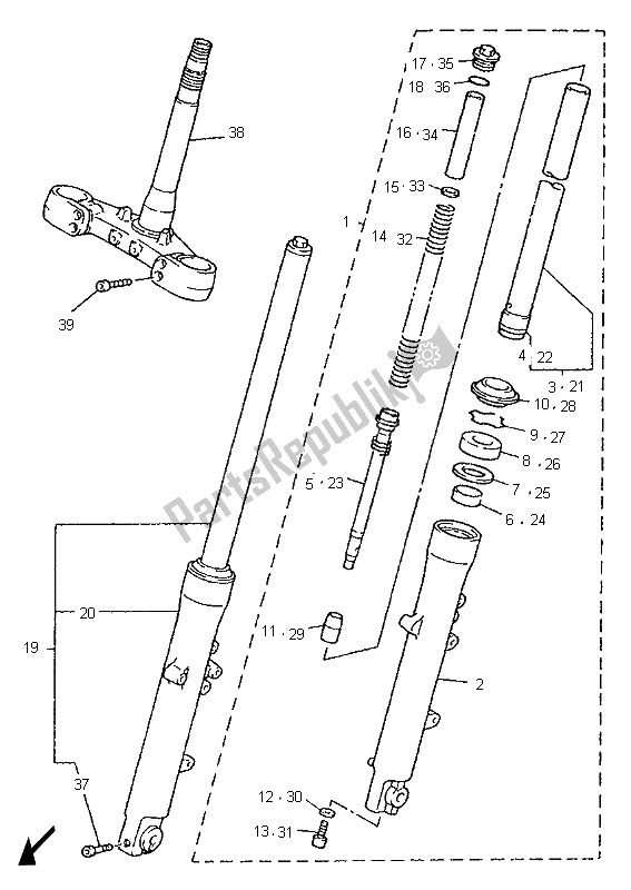 Tutte le parti per il Forcella Anteriore del Yamaha XJR 1200 1995