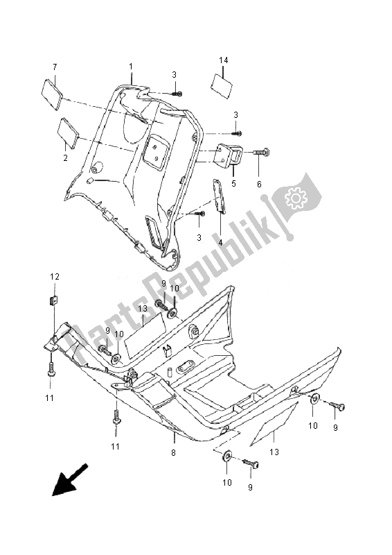 All parts for the Leg Shield of the Yamaha CW 50 BWS 2007