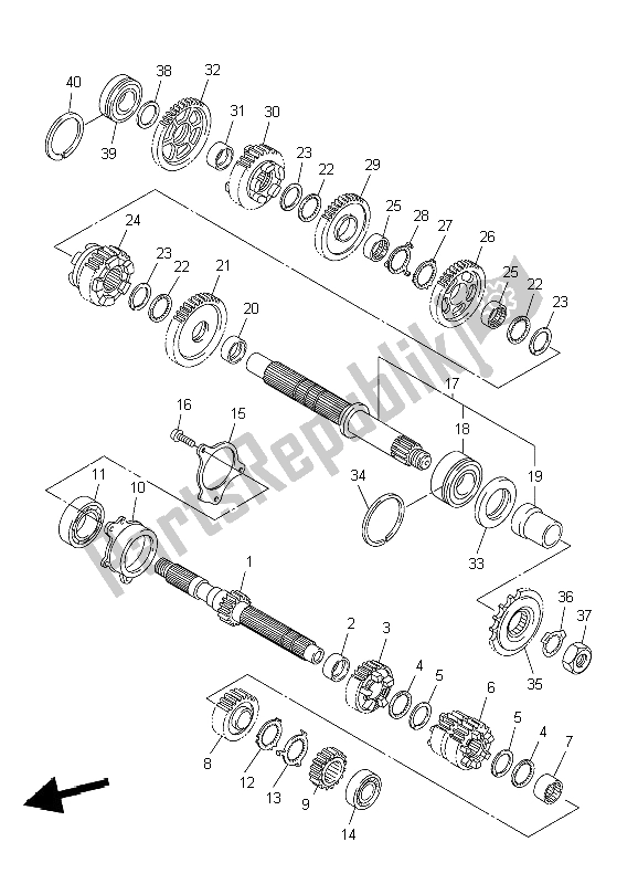 All parts for the Transmission of the Yamaha YZF R1 1000 2004