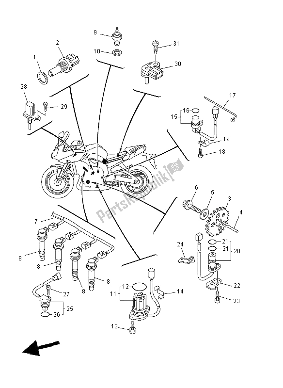 All parts for the Electrical 1 of the Yamaha FZ8 S 800 2012