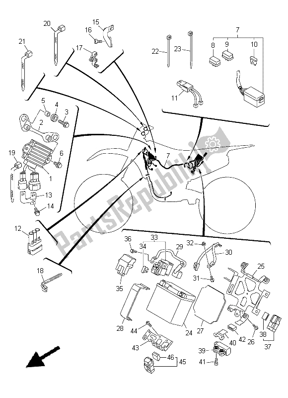 All parts for the Electrical 2 of the Yamaha YZ 250 FX 2015