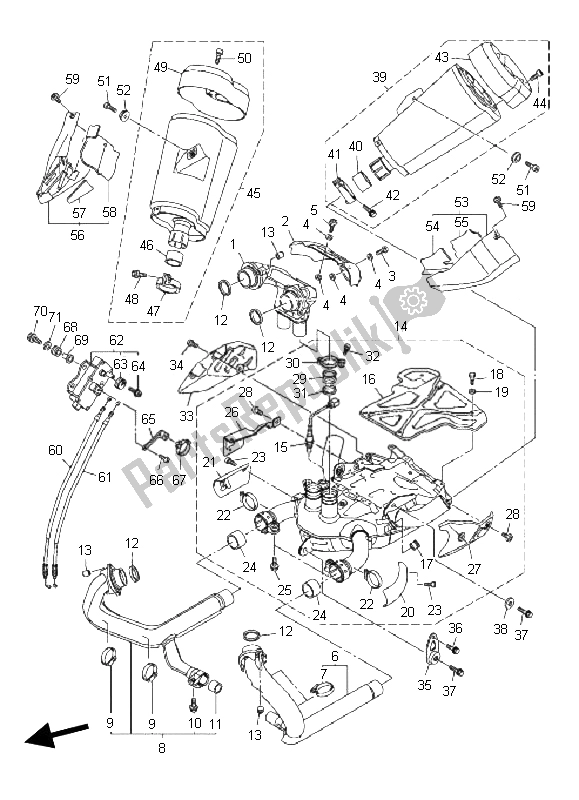 All parts for the Exhaust of the Yamaha VMX 17 1700 2011