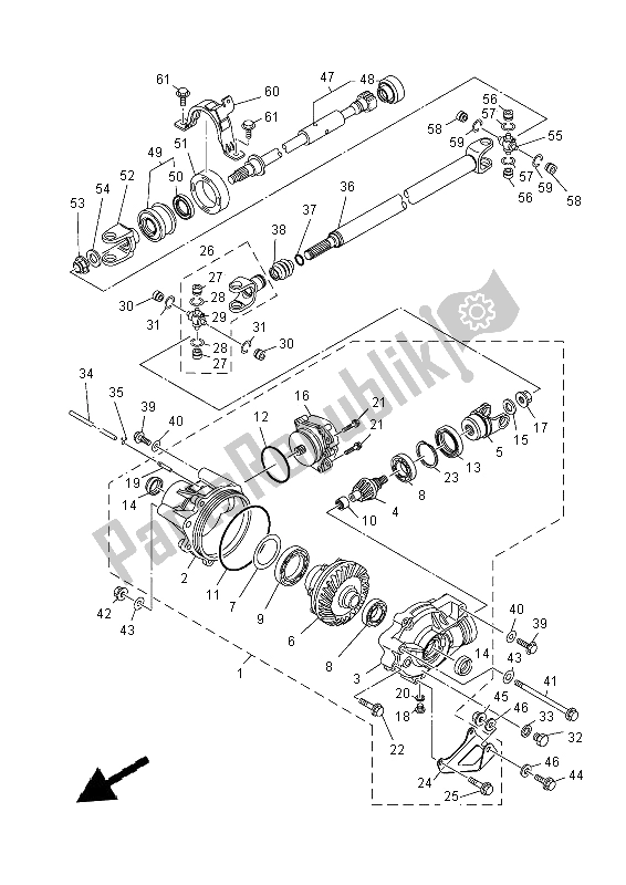 All parts for the Front Differential of the Yamaha YXM 700E Yamaha Black 2014